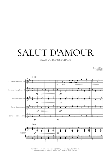 Salut D’amour (Saxophone Quintet and Piano) - Edward Elgar image number null