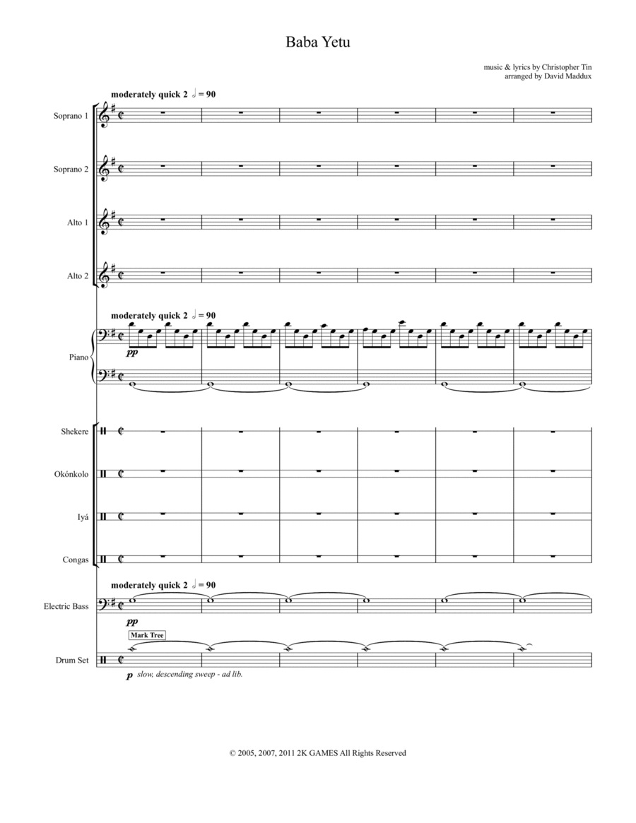 Baba Yetu Small Ensemble scores gallery preview page 1