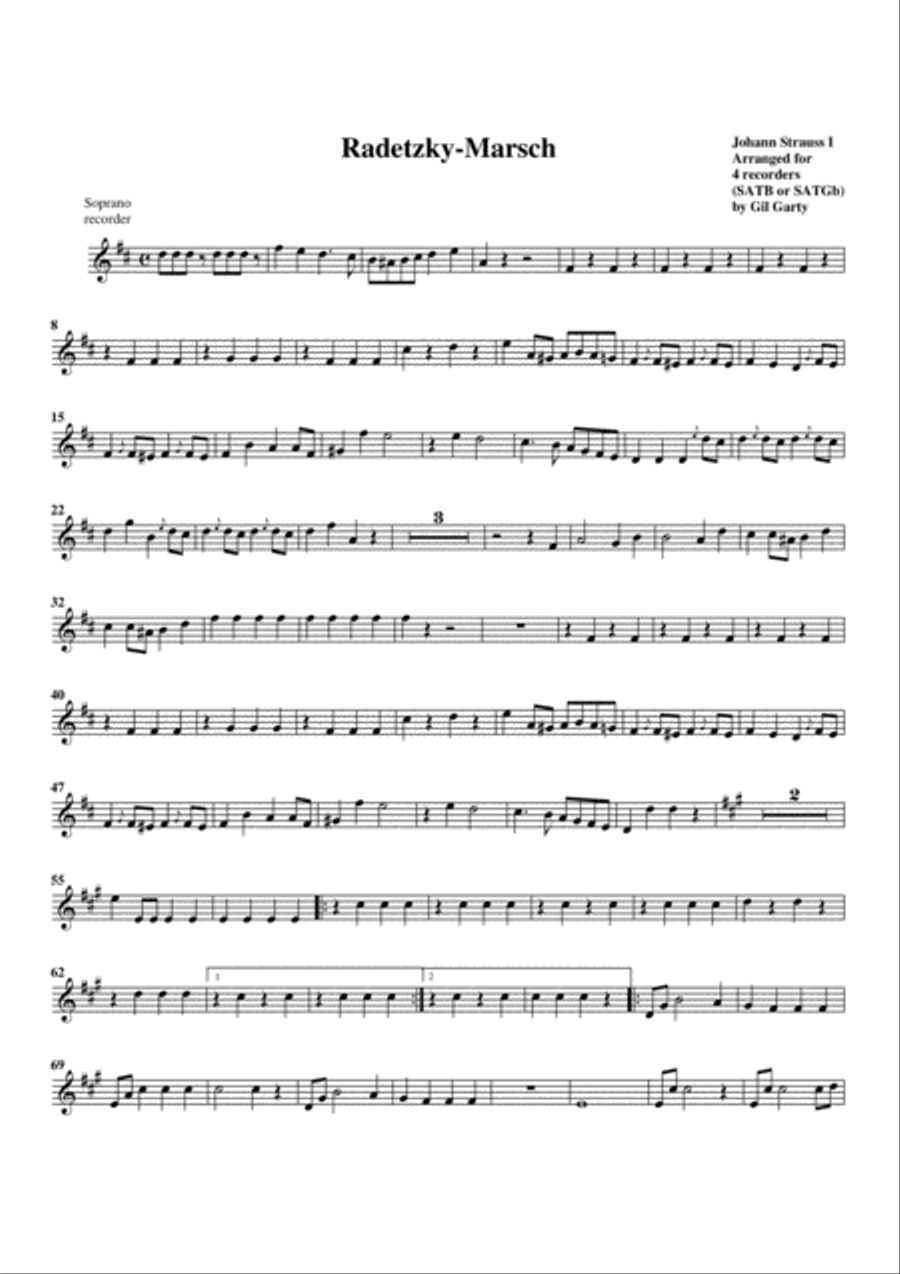Radetzky-Marsch (arrangement for 4 recorders) Recorder scores gallery preview page 4