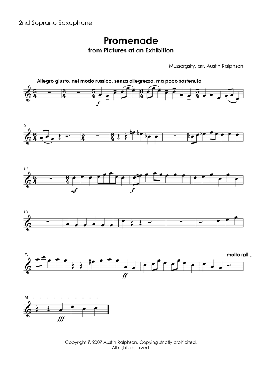 Promenade from ’Pictures’ - sax ensemble Woodwind Ensemble scores gallery preview page 4