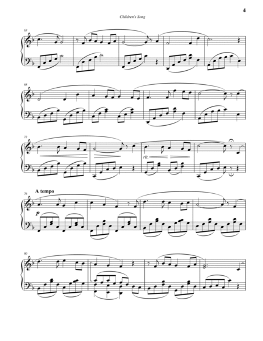Children's Song Children's Song Piano Solo scores gallery preview page 4