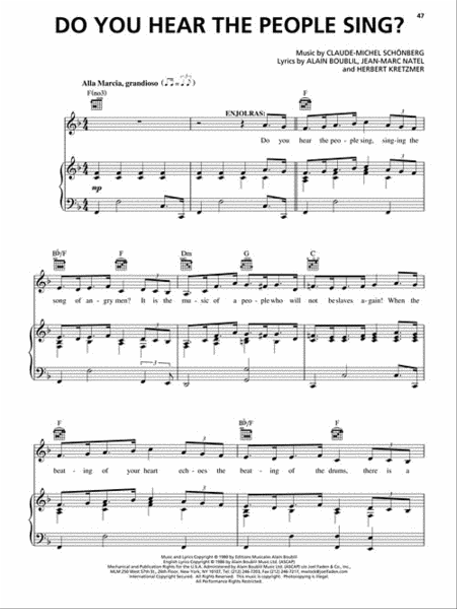 Les Misérables Piano, Vocal, Guitar scores gallery preview page 3