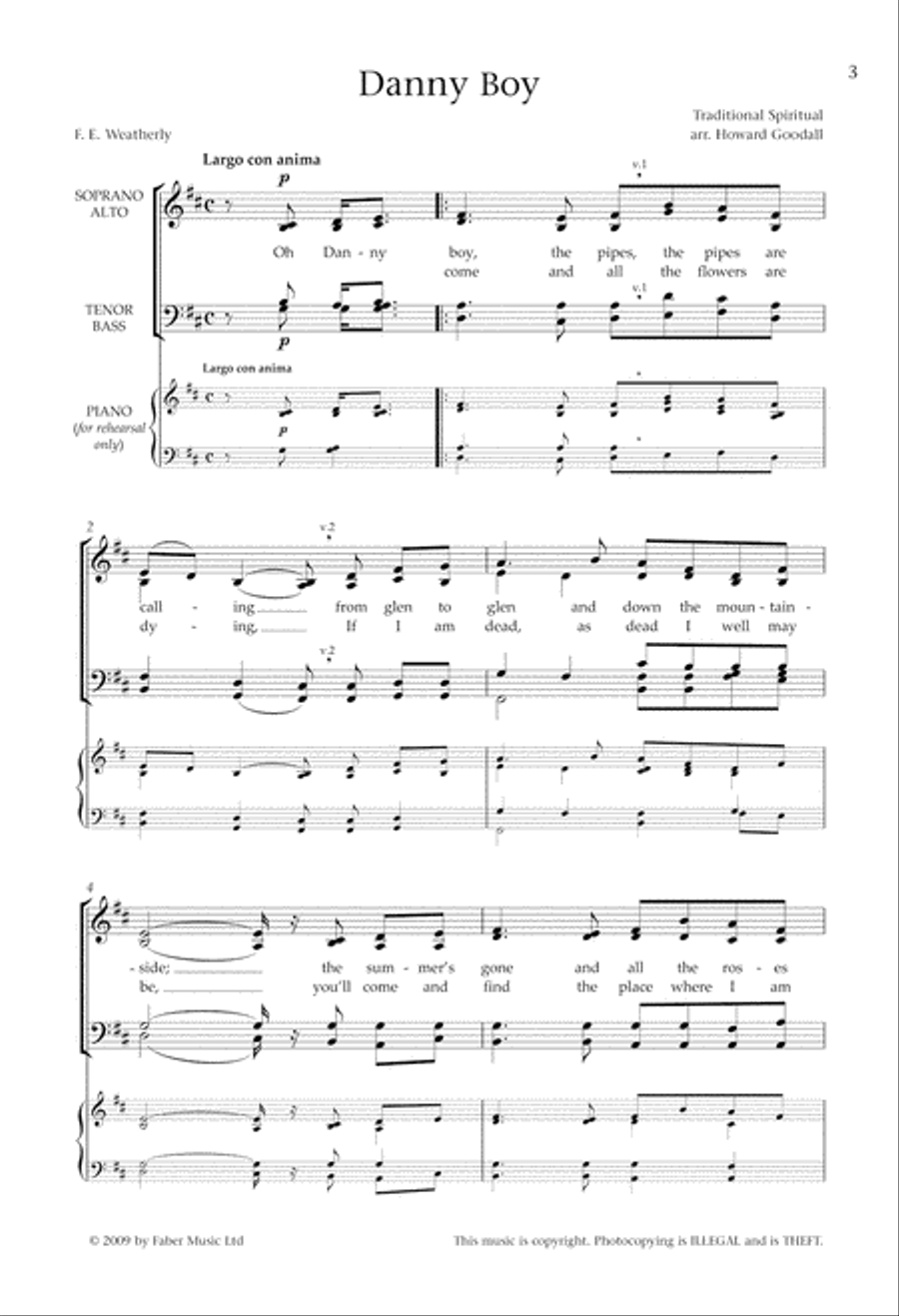 Danny Boy (Three Irish Ballads) 4-Part scores gallery preview page 3