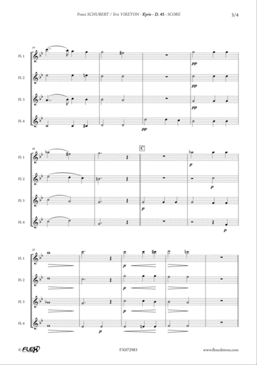 Kyrie, D. 45 Flute Quartet scores gallery preview page 3