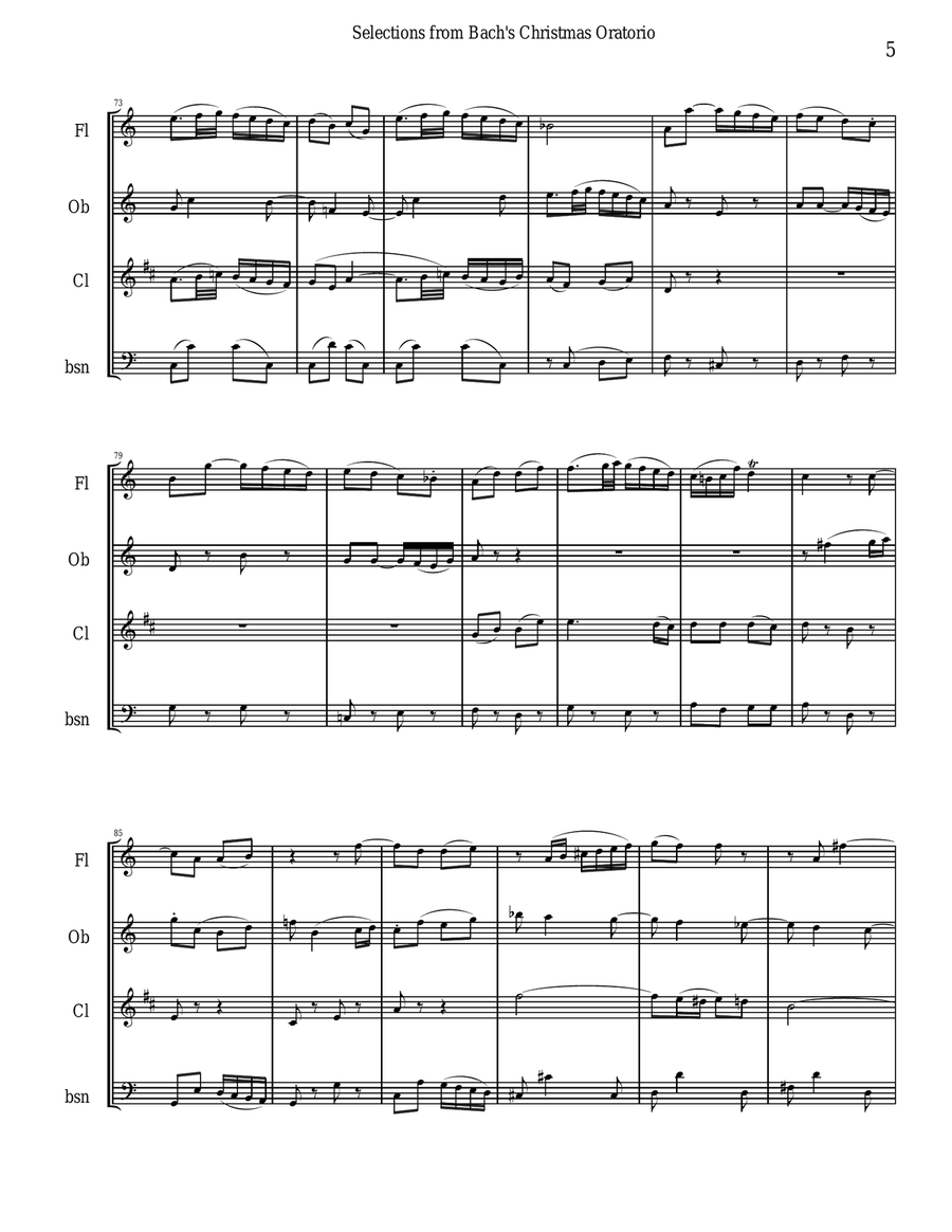 Bach's Christmas Oratorio Selections for Woodwind Quartet Woodwind Quartet scores gallery preview page 5