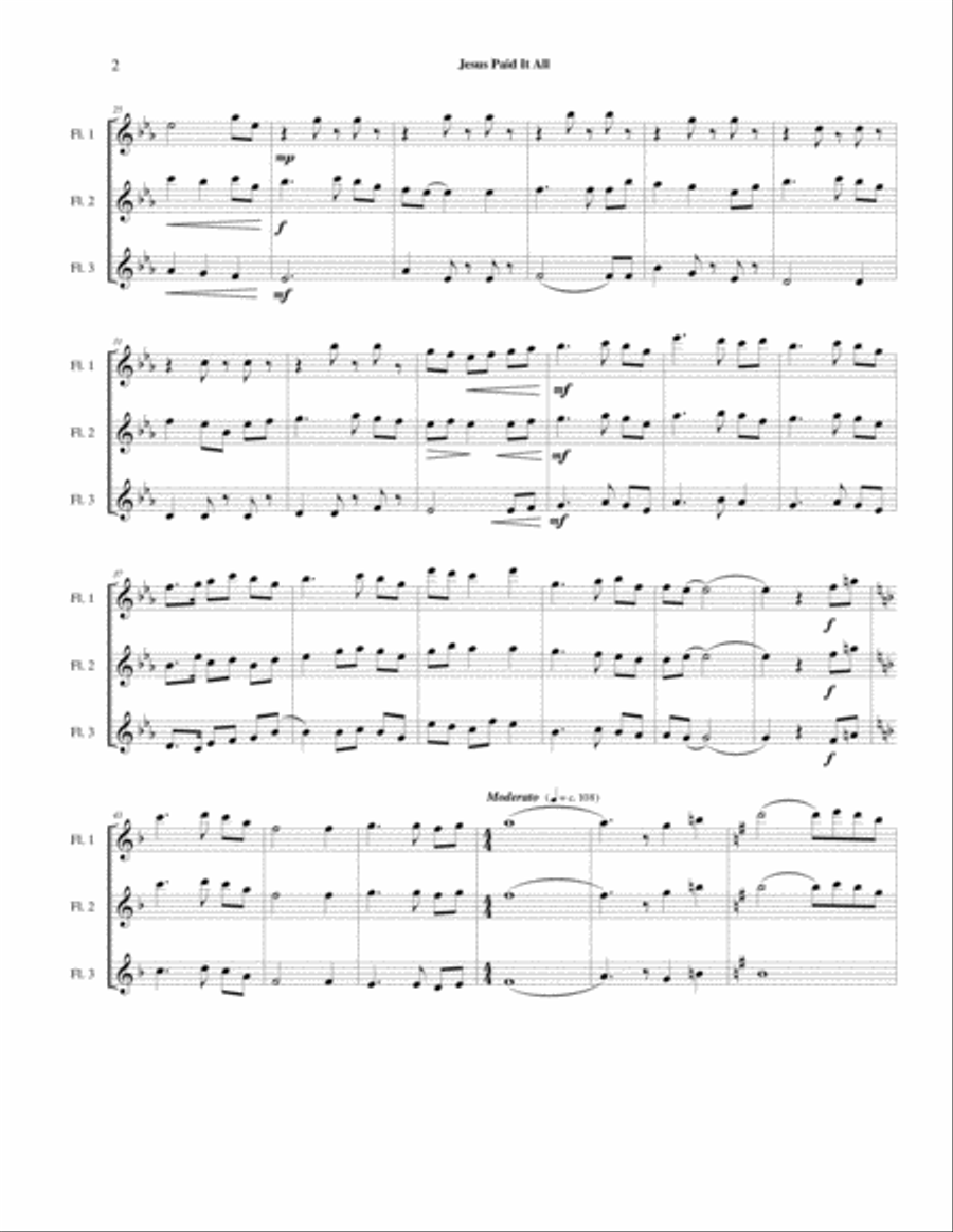 Jesus Paid It All (Flute Trio) Flute Trio scores gallery preview page 3