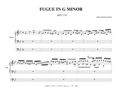 FUGUE IN G MINOR - BWV 578 - For Organ 3 staff image number null