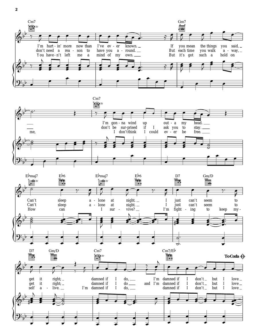 Damned If I Do Piano, Vocal, Guitar scores gallery preview page 2