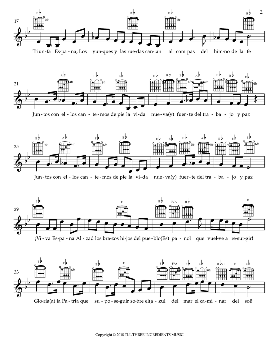 Spain National Anthem (La Marcha Real) Voice scores gallery preview page 2
