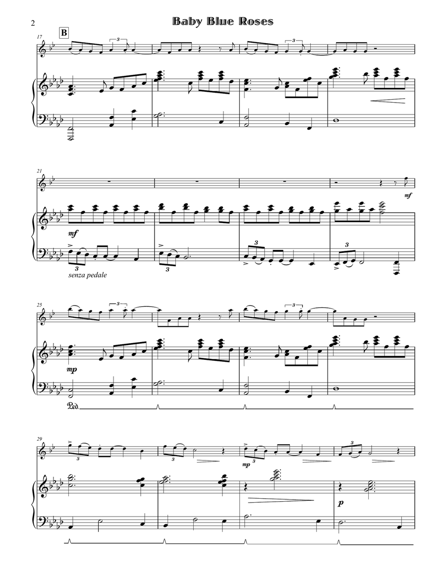 Baby Blue Roses for trumpet & piano Trumpet Solo scores gallery preview page 4