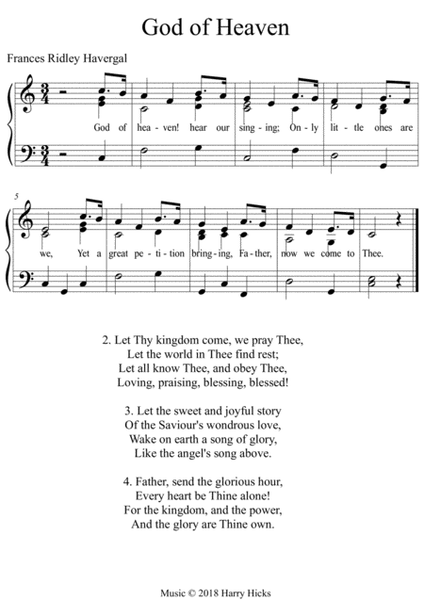 God of heaven. A new tune to a wonderful Frances Ridley Havergal hymn.