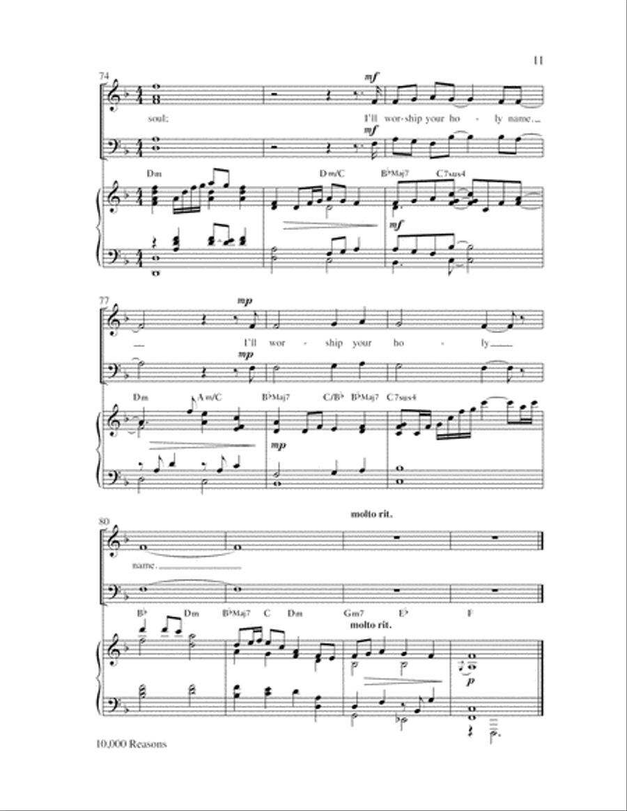 10,000 Reasons (Bless the Lord) 4-Part scores gallery preview page 11