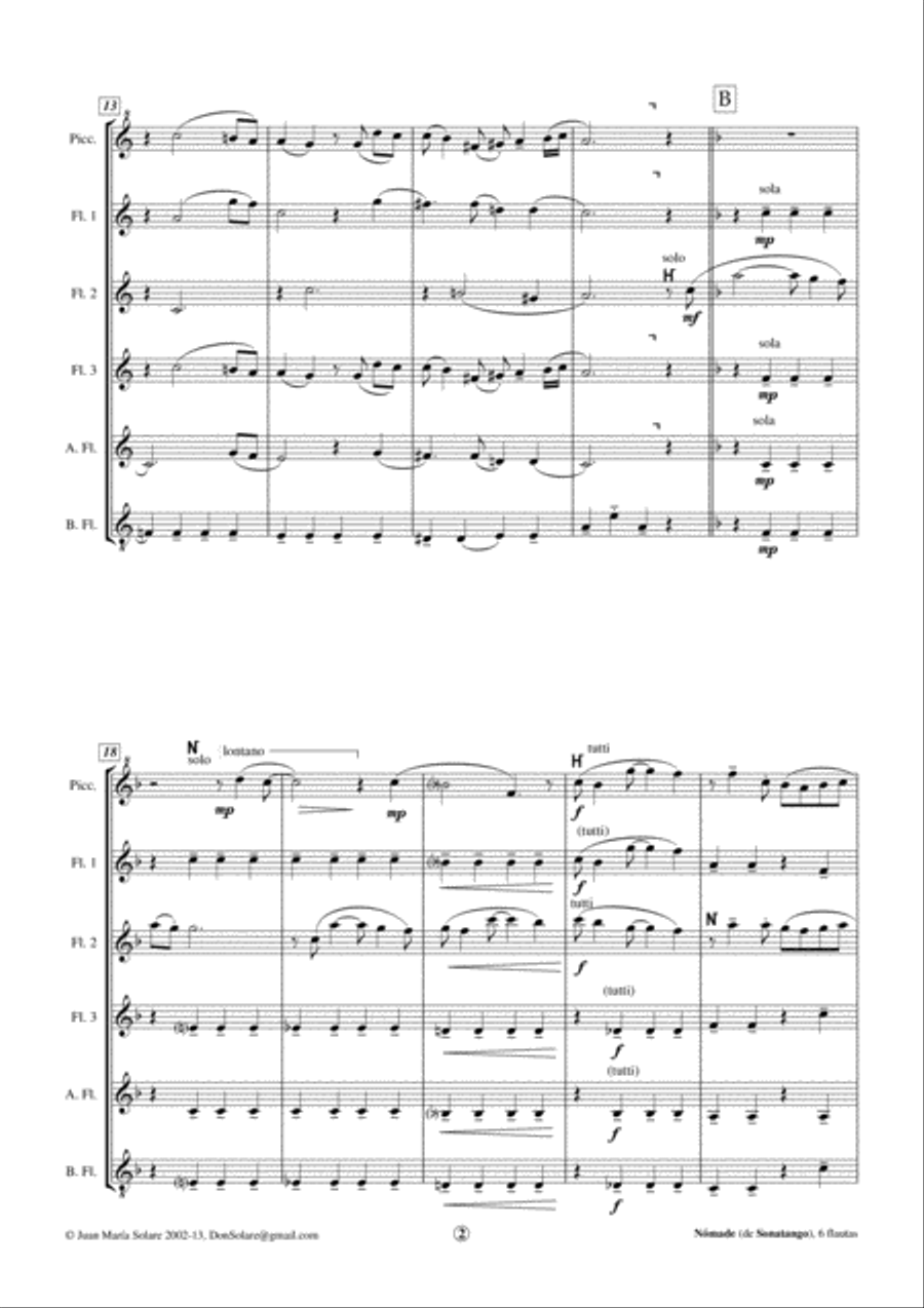Nómade [flute choir - 6 parts] Flute Choir scores gallery preview page 5
