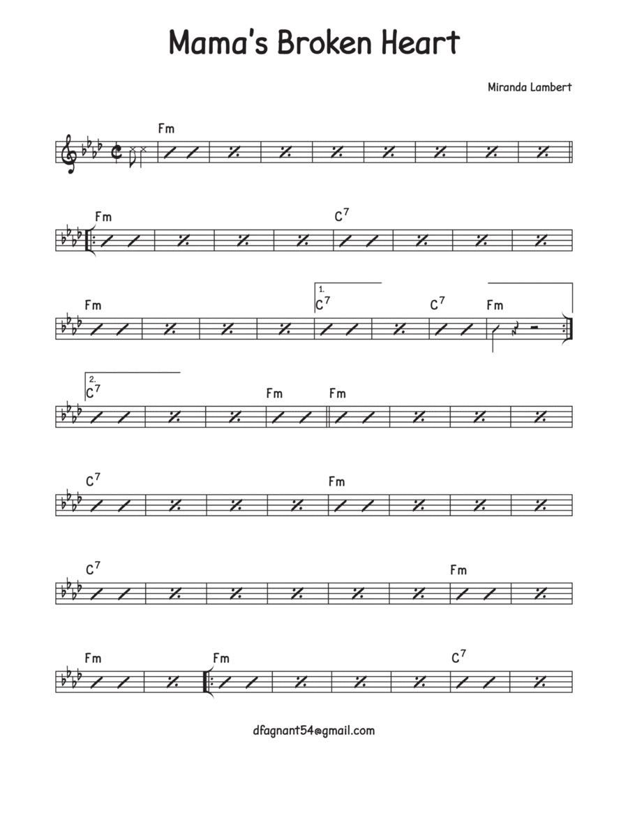 Mama's Broken Heart Piano scores gallery preview page 1