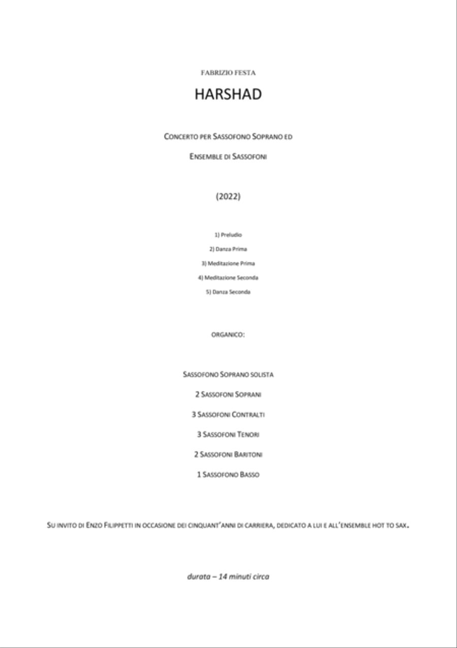 Fabrizio Festa: HARSHAD (ES-22-074) - Score Only Woodwind Ensemble scores gallery preview page 3