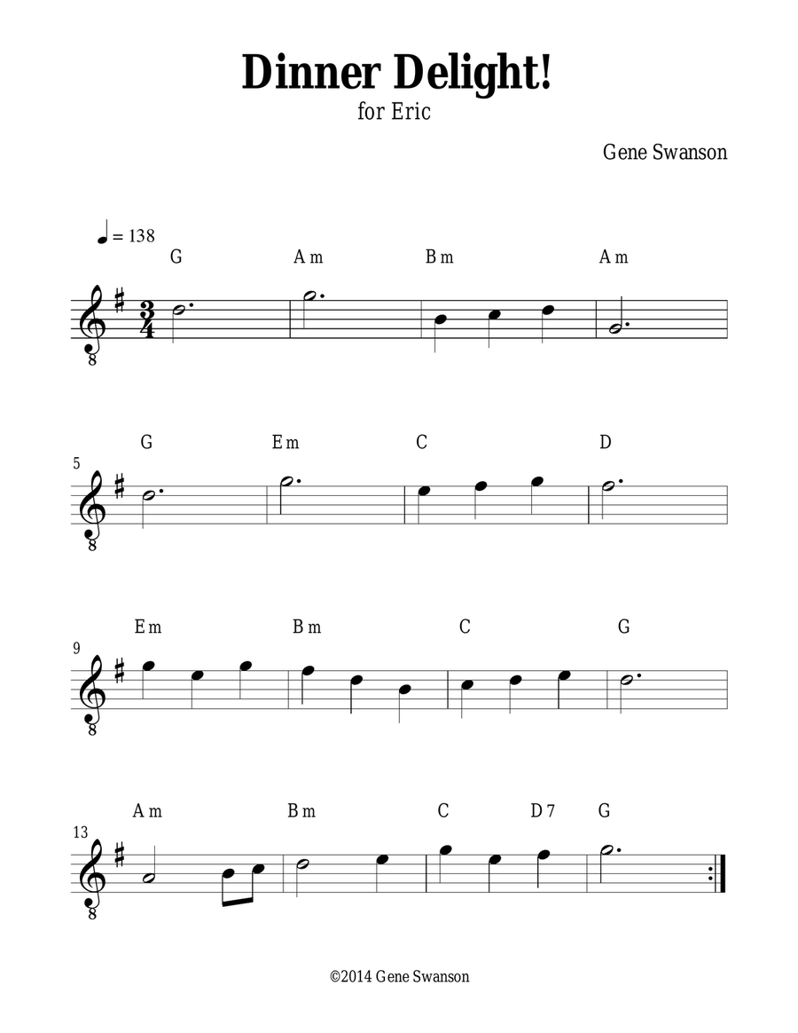 Dinner Delight! - Play Along! Piano scores gallery preview page 1