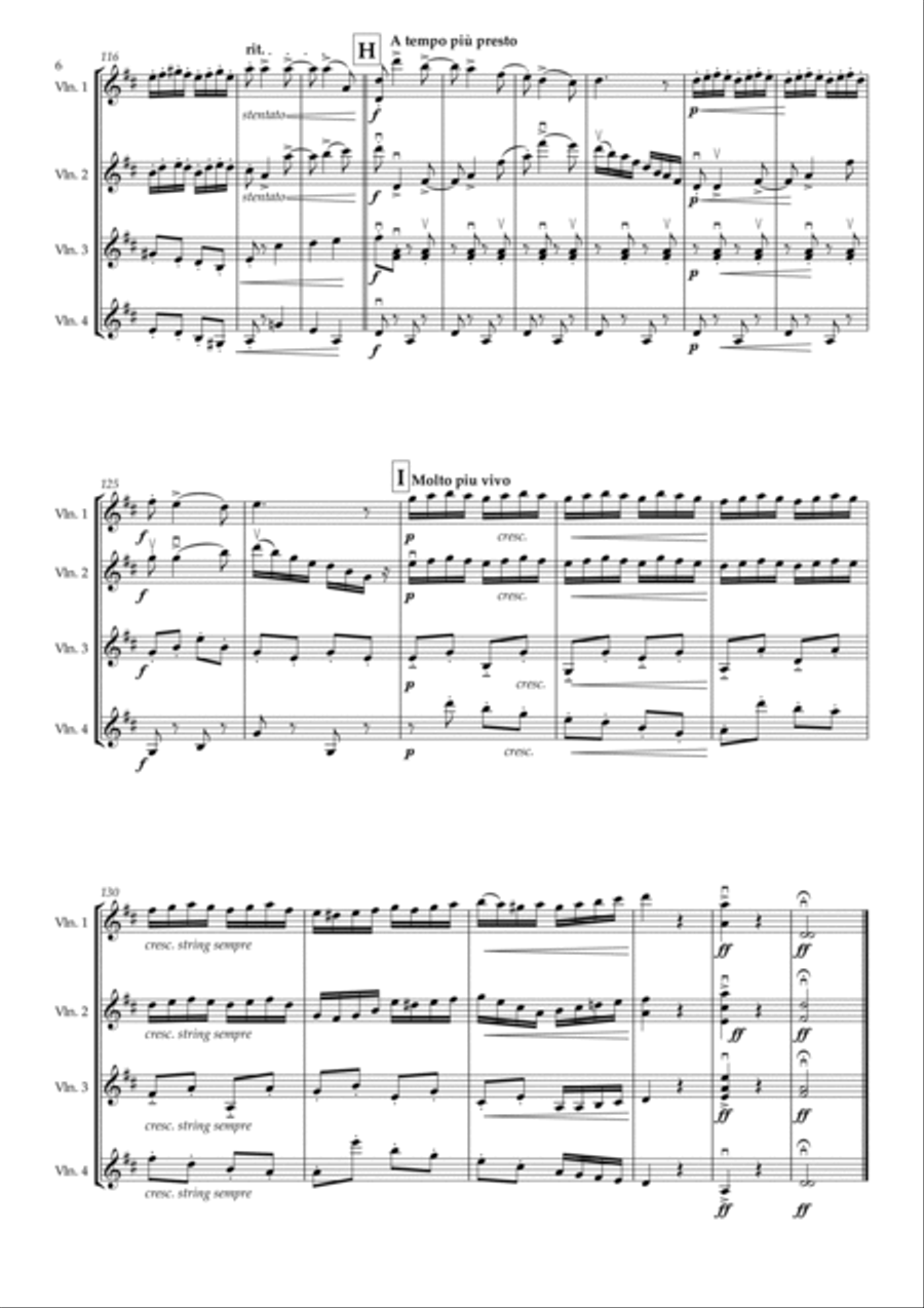 Czardas by Monti for 4 Violins/Violin Group Violin scores gallery preview page 6