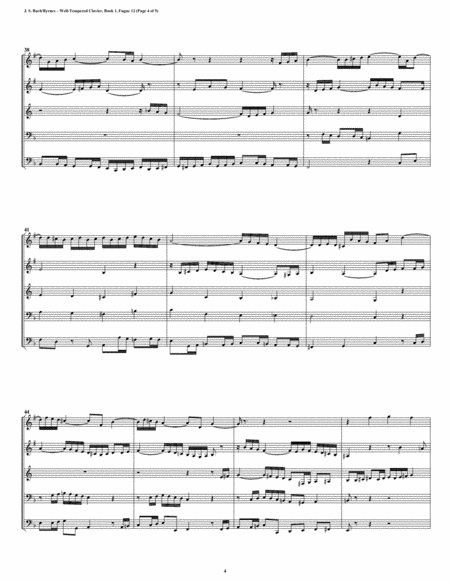 Fugue 12 from Well-Tempered Clavier, Book 1 (Brass Quintet) image number null
