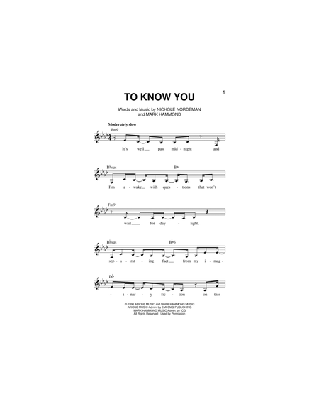 To Know You