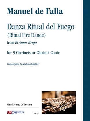 Book cover for Danza Ritual del Fuego (Ritual Fire Dance) from ‘El Amor Brujo’ for 9 Clarinets or Clarinet Choir
