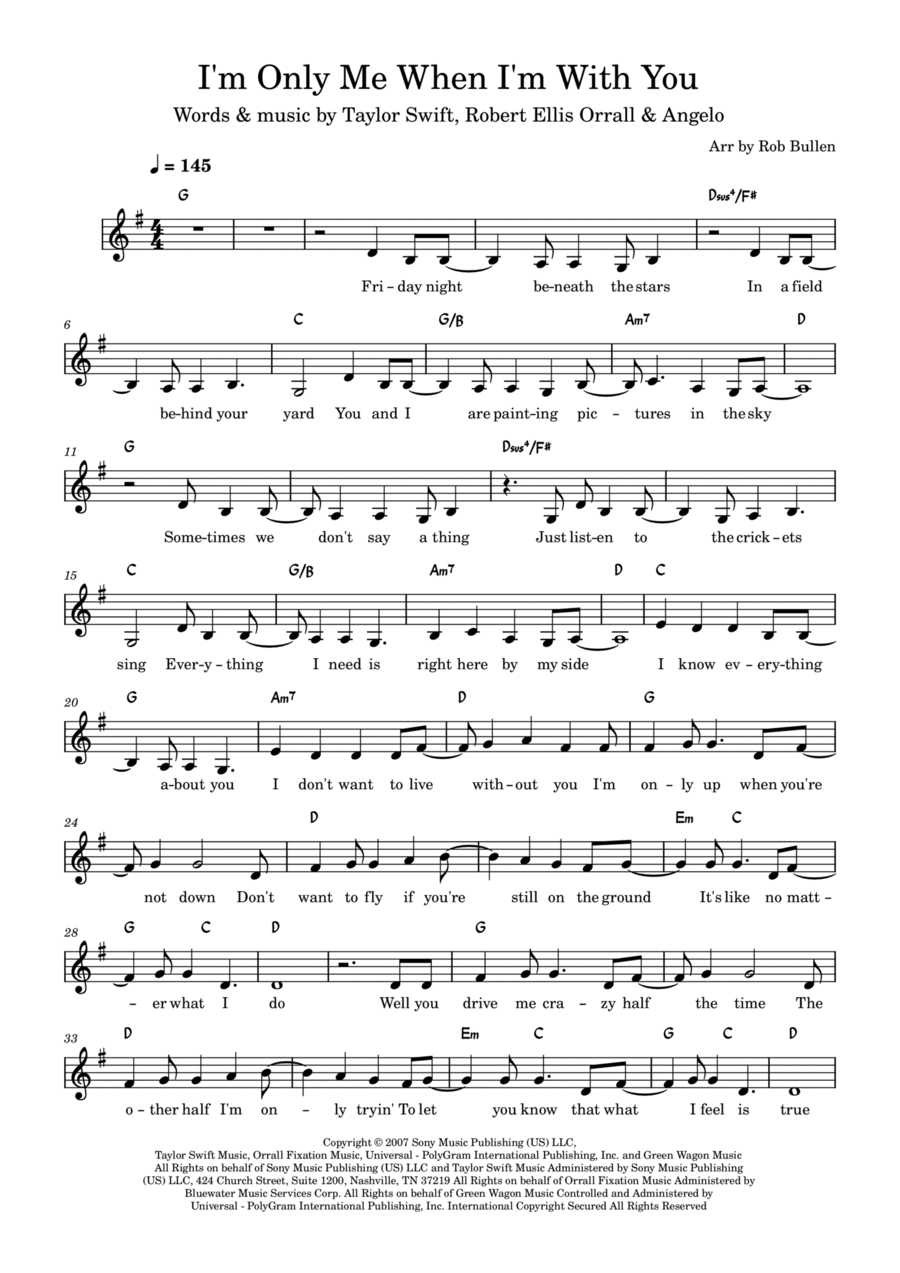I'm Only Me When I'm With You Guitar scores gallery preview page 1