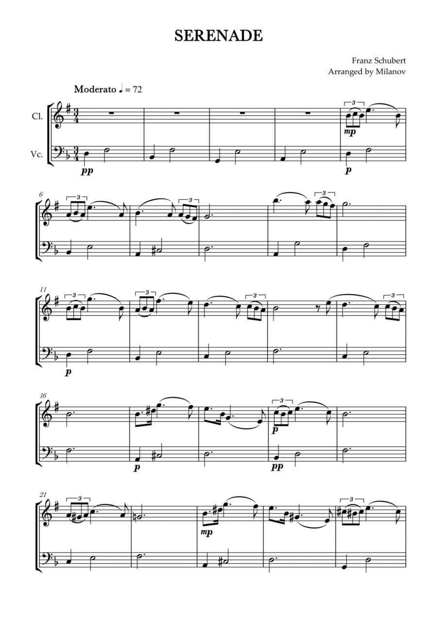 Schubert serenade clarinet cheap