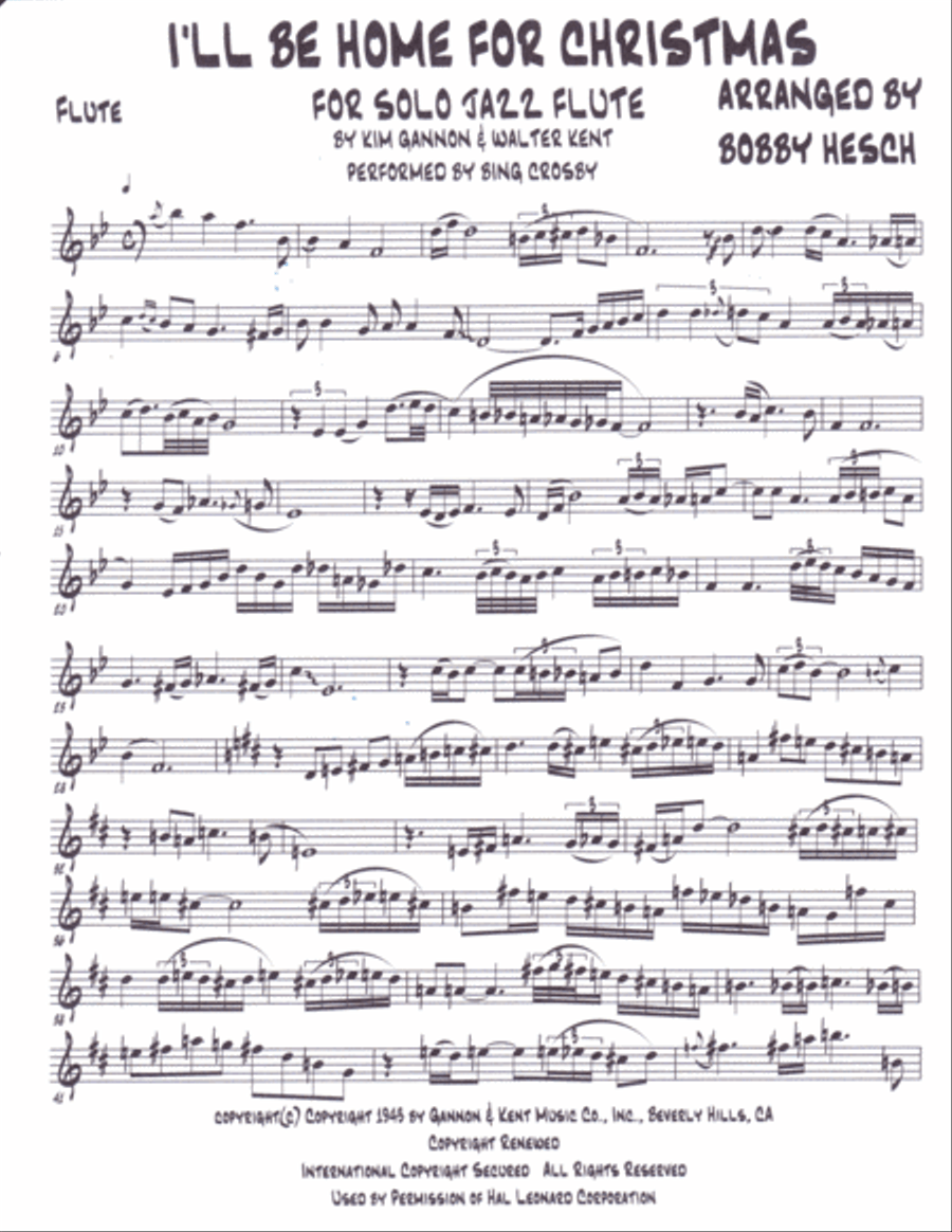 I'll Be Home For Christmas Flute Solo scores gallery preview page 1