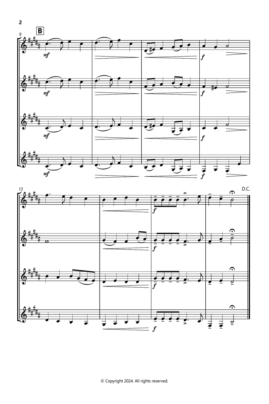 Deck The Hall - for horn quartet Brass Quartet scores gallery preview page 2