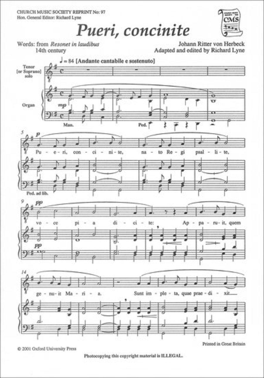 Pueri, concinite 4-Part scores gallery preview page 1