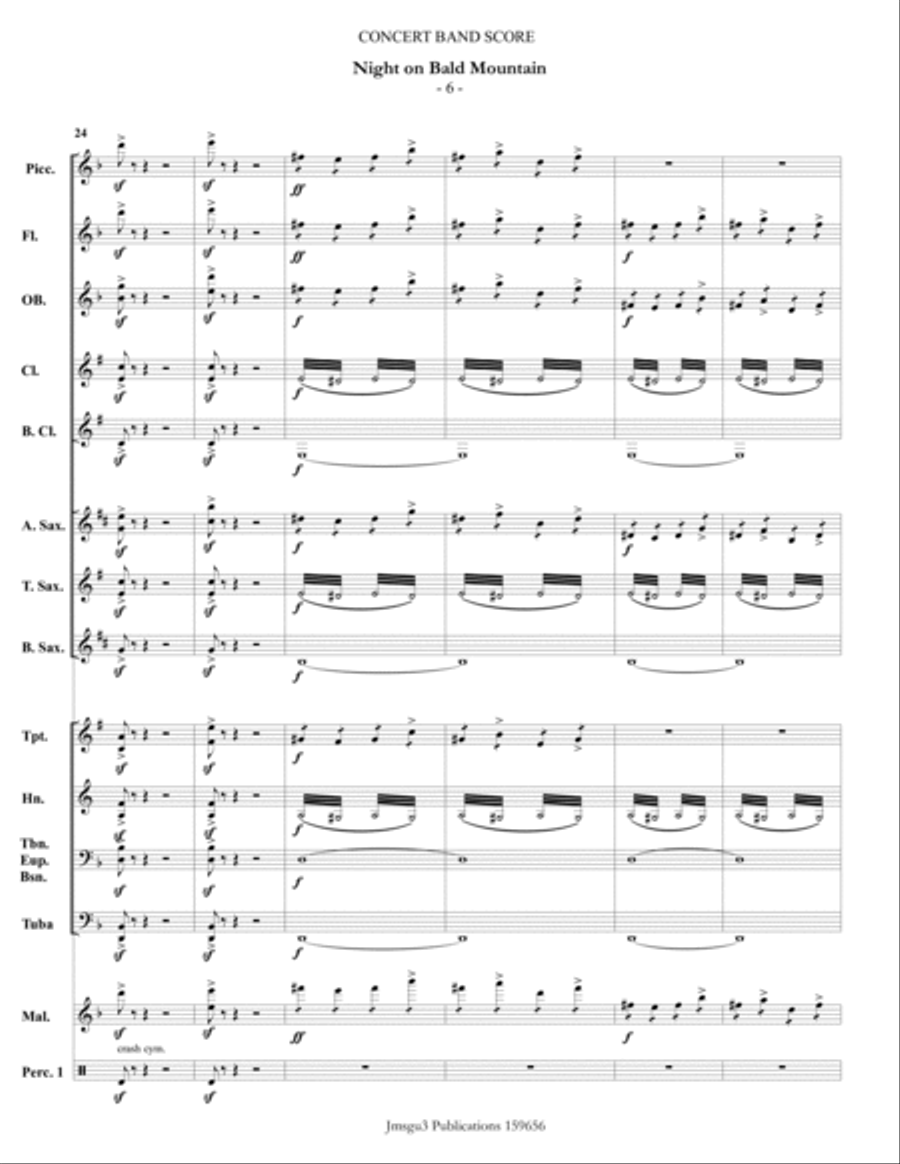 Mussorgsky: Night on Bald Mountain for Concert Band Concert Band scores gallery preview page 6
