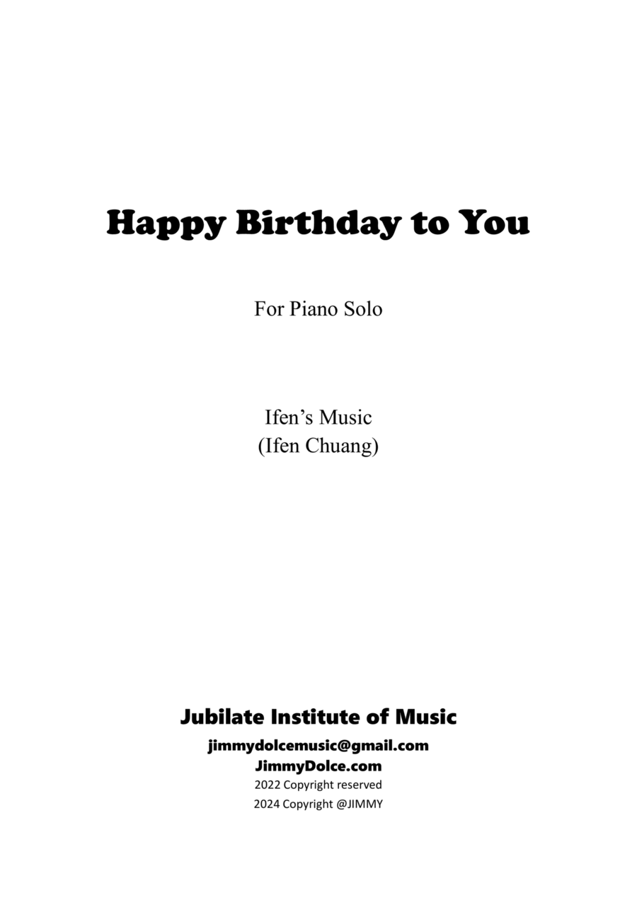 Happy Birthday to You, piano solo Piano Solo scores gallery preview page 1