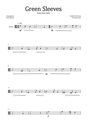 "Green Sleeves" - Beautiful easy version for VIOLA SOLO.