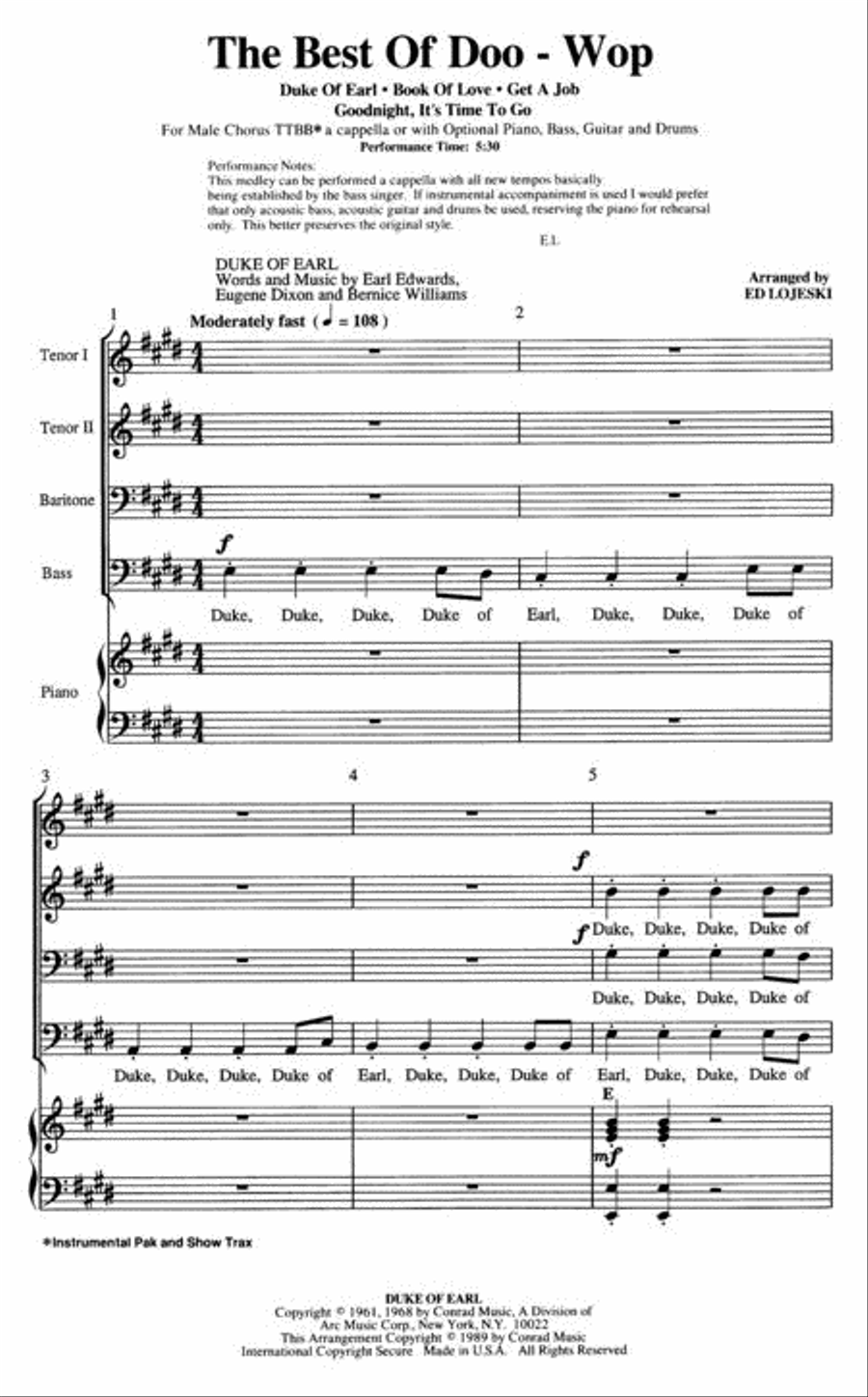 The Best of Doo-Wop (Medley) TTBB scores gallery preview page 2