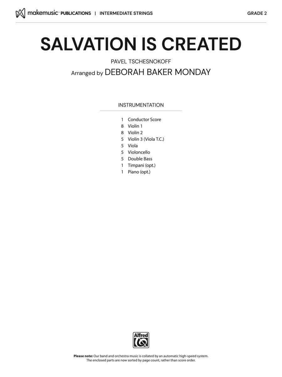 Salvation is Created: Score String Orchestra scores gallery preview page 1