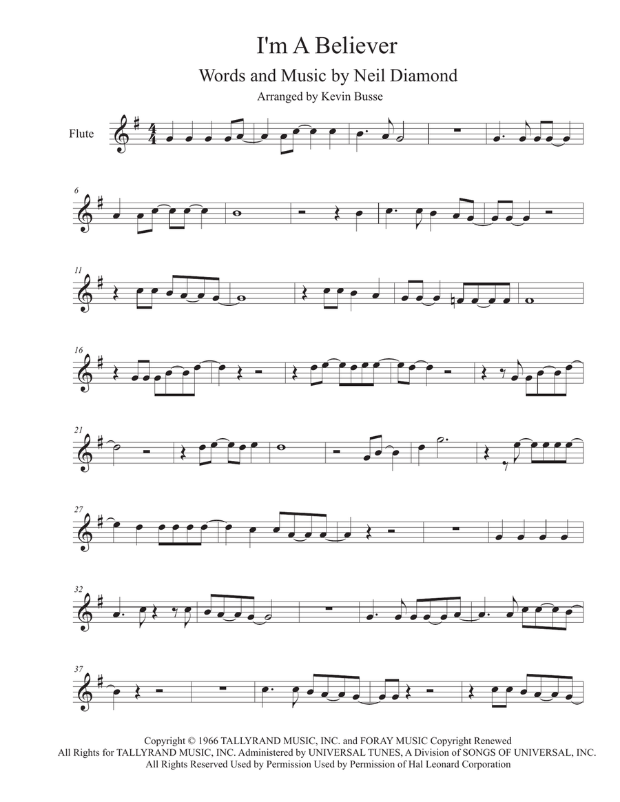 I'm A Believer Flute Solo scores gallery preview page 1