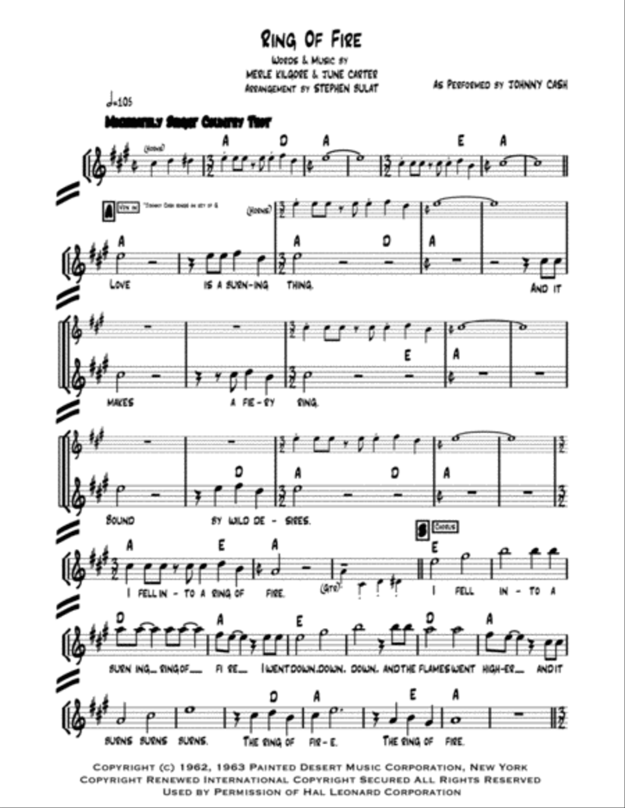 Ring Of Fire Piano, Vocal, Guitar scores gallery preview page 2