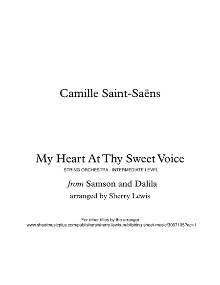 MY HEART AT THY SWEET VOICE String Orchestra, Intermediate Level for 2 violins, viola, cello and str image number null