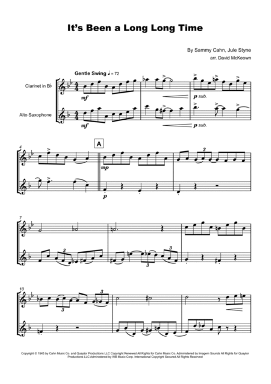 It's Been A Long, Long Time Woodwind Duet scores gallery preview page 2