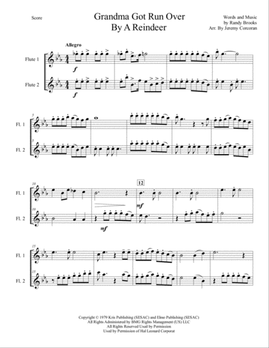Grandma Got Run Over By A Reindeer Flute Duet scores gallery preview page 2