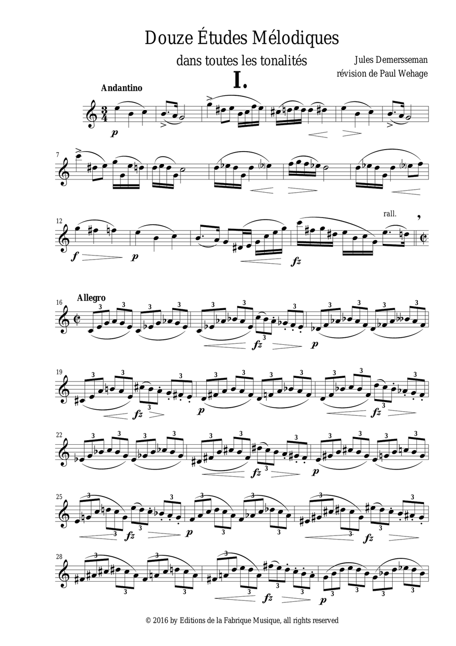 Jules Demersseman: Douze Études (Twelve Etudes) in all keys for any saxophone