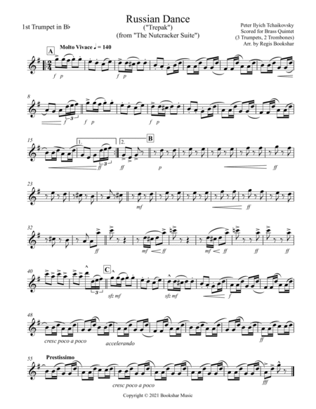 Russian Dance ("Trepak") (from "The Nutcracker Suite") (F) (Brass Quintet - 3 Trp, 2 Trb)