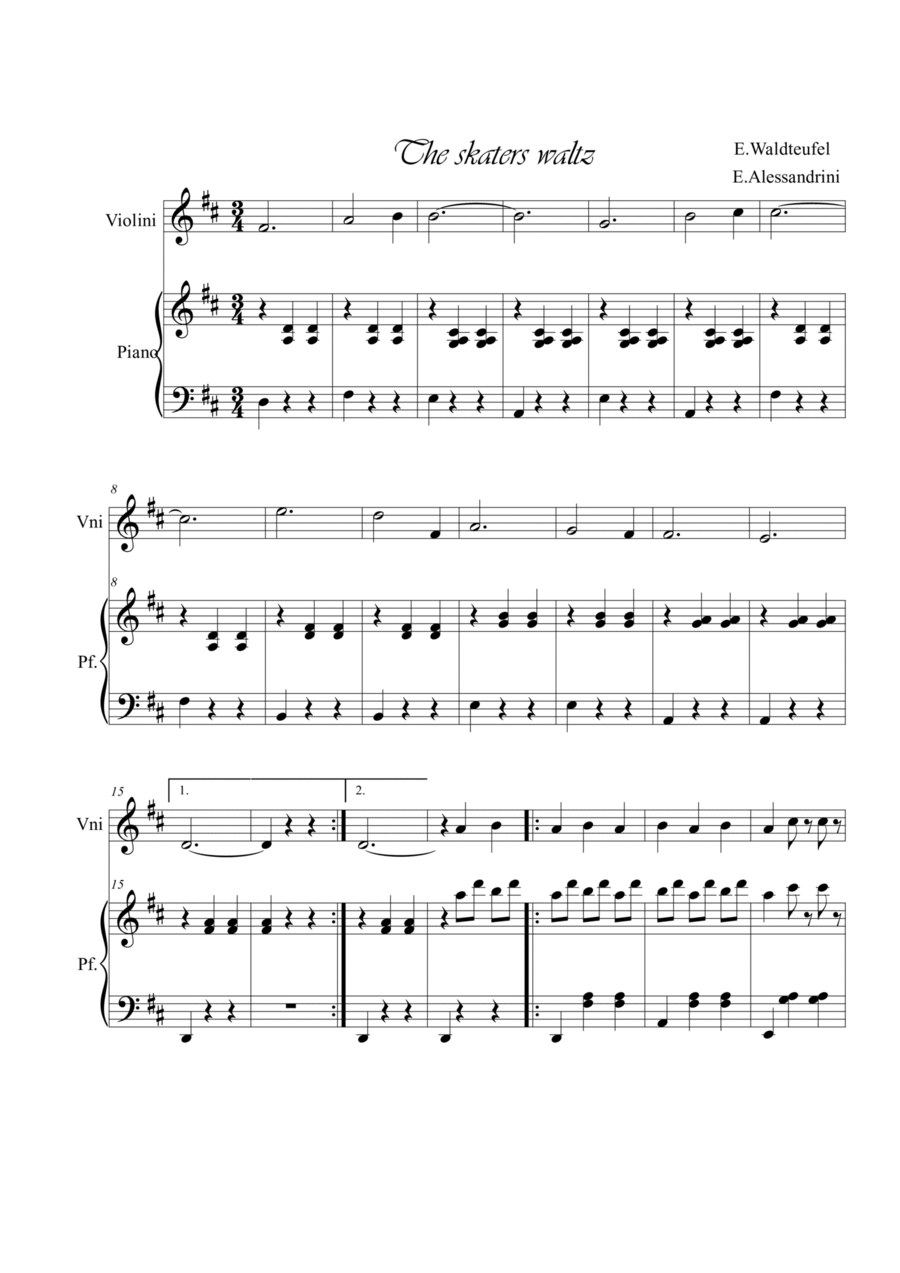The Skaters waltz. Violin and piano Violin Solo scores gallery preview page 1