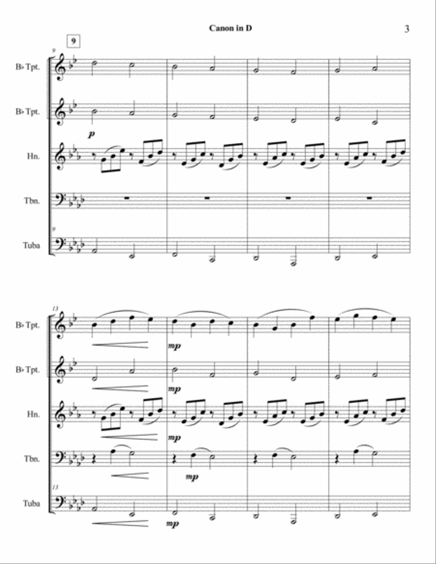 Pachelbel's Canon for Brass Quintet Brass Quintet scores gallery preview page 3