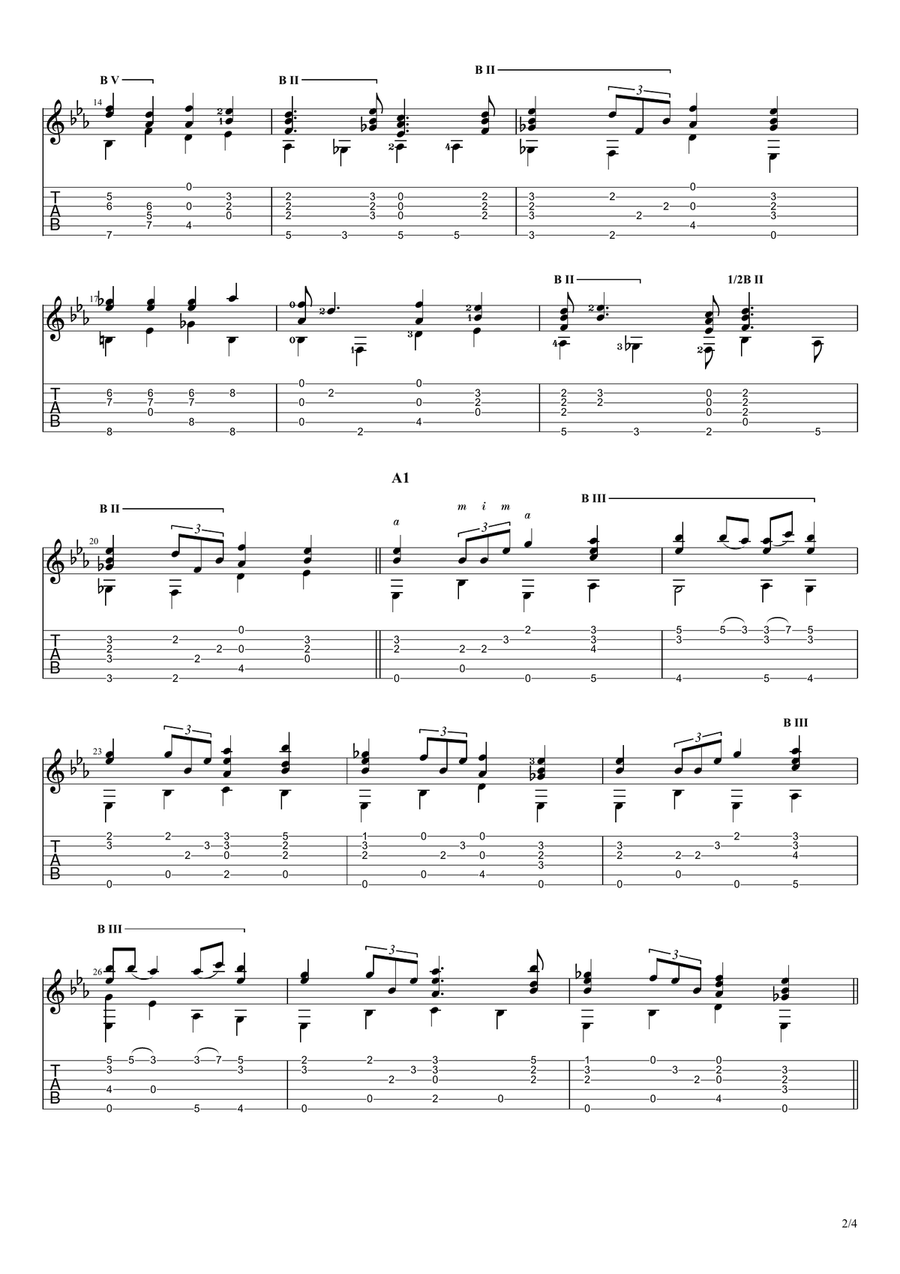 Milli Sorood (ملی سرود) - national anthem of Afghanistan for solo guitar notes & tabs Guitar Tablature scores gallery preview page 2