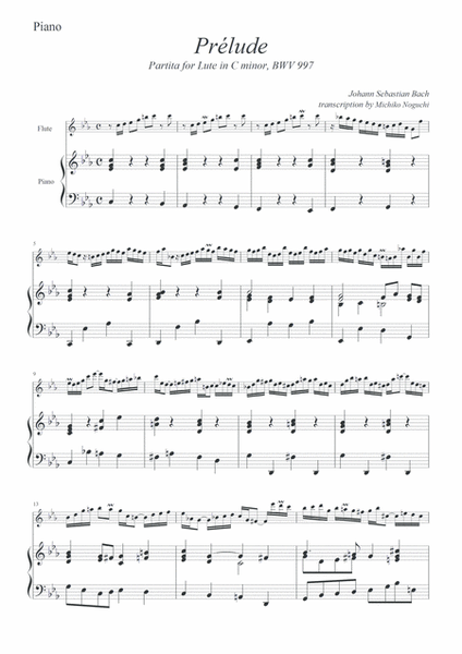 Prelude (Partita for Lute in C minor BWV 997) for Flute / Johann Sebastian Bach image number null