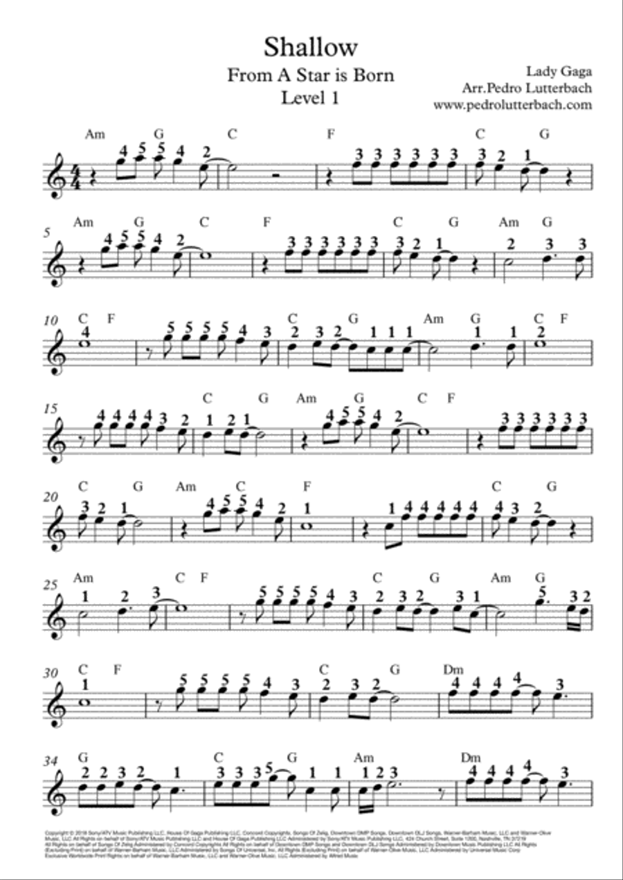 Shallow Easy Piano scores gallery preview page 1