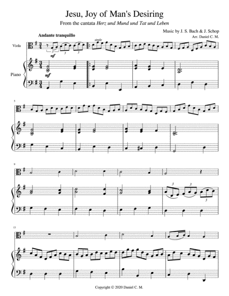 Jesu, Joy of Man's Desiring (viola and piano) image number null