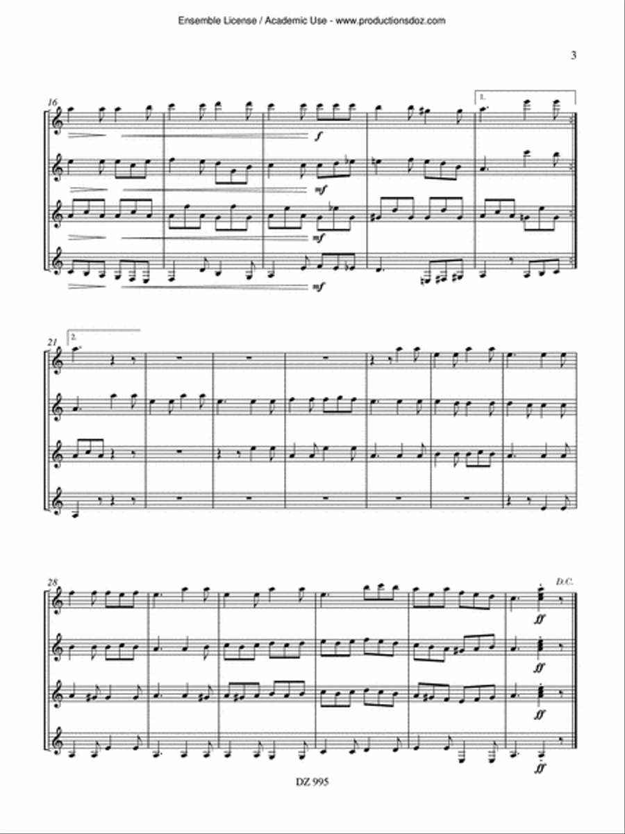 Musique facile pour 4 guitares - Italie (Tarantelle italienne) Guitar Ensemble scores gallery preview page 3