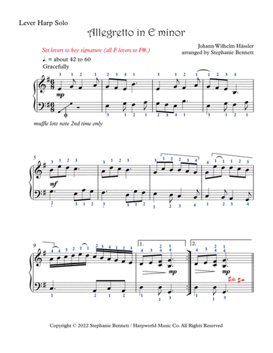 Allegretto in E minor (lever harp solo) image number null