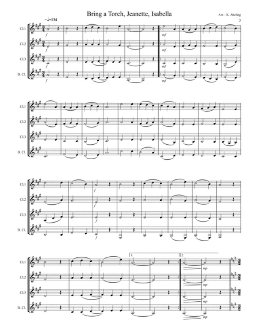 20 Traditional Christmas Carols Volume I (for Clarinet Quartet) Clarinet Quartet scores gallery preview page 4